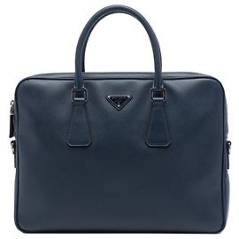 Prada Blue Saffiano Business Bag Blue Navy blue