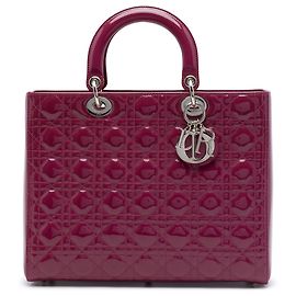 Dior Purple Large Patent Cannage Lady Dior Outro Roxo