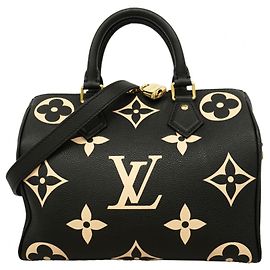 Bolsa Louis Vuitton Monogram Empreinte Bicolor Speedy Bandoulière 25 Preto Bege