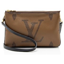 Louis Vuitton Giant Monogram Canvas Double Zip Pochette - VENTE FINALE Marron
