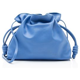 Clutch Loewe Flamenco Knot Medium in pelle di vitello nappa Blu