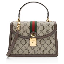 Gucci GG Supreme Ophidia Padlock Medium Top Handle Marron Beige