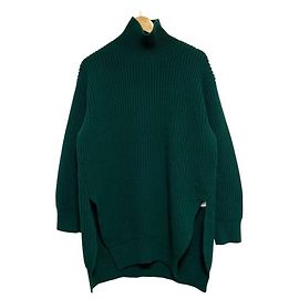 Jil Sander Grobstrick-Pullover mit Stehkragen Grün