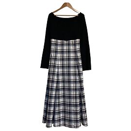 Autre Marque MERCURYDUO Docking Check Kleid Weiß