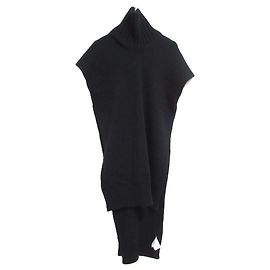 Jil Sander lange Strickweste mit hohem Ausschnitt aus Kaschmir Schwarz