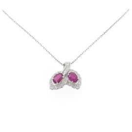 Autre Marque Pt950 Pt850 Ruby Diamond Necklace Red