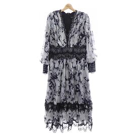 Autre Marque Tadashi Shoji Kleid Grau Schwarz Braun Schwarz