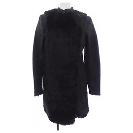 Céline Celine Shearling Mantel Schwarz