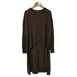 Autre Marque MIDIUMISOLID Wool Blend Knit Top Brown