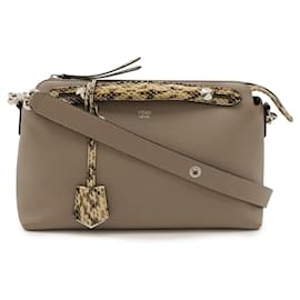 Sac 2 voies Fendi BY THE WAY en cuir python Marron Autre