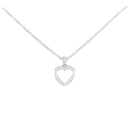Tiffany & Co Collana Tiffany Outline Heart in Platino 950 e Diamanti Argento
