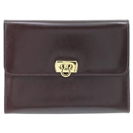 Bolsa Gancini em bezerro Salvatore Ferragamo Marrom Bordeaux