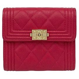 Chanel Boy Chanel Caviar Leather Wallet Pink