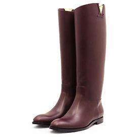 Botas Longas de Couro e Metal Monogram Louis Vuitton Marrom Bordeaux