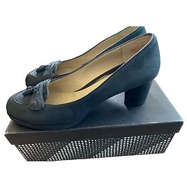 Autre Marque Fratelli Rossetti Black Suede Block Heel Pumps Black