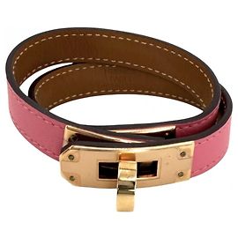 Hermès Hermes Pink Leather Charm Bracelet Pink