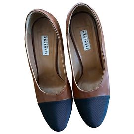 Autre Marque Décolleté bicolore Fratelli Rossetti in pelle marrone e tessuto nero Marrone Nero