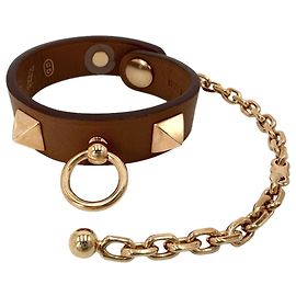 Hermès Hermes Rivale Handschuh-Halter Anhänger Braun Weiß