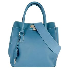Hermès Hermes Toolbox 26 Blue Leather Shoulder Handbag Blue