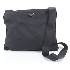 Borsa a tracolla Prada in nylon Tessuto con logo triangolare Nero
