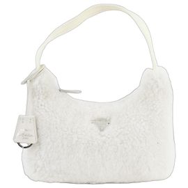 Bolso de hombro Prada de cuero y Eco-Fur Blanco
