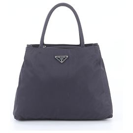 Prada Tessuto Nylon Triangle Logo Tote Bag Navy blue