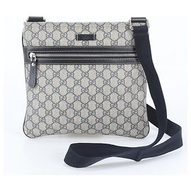 Sac à épaule Gucci GG Supreme en cuir Marron Bleu Marine