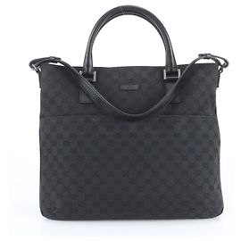 Gucci GG Canvas Leather 2-Way Tote Bag Black