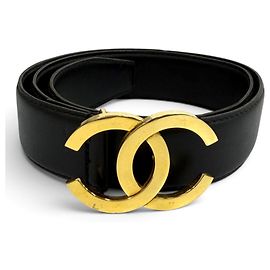 Chanel Vintage Coco Mark Ledergürtel Schwarz