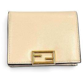 Fendi Beige Leather Bi-Fold Wallet Beige