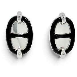 Hermès Orecchini Hermes Mini Maillon Silver Chaine d'Ancre Nero Argento