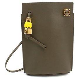 Bolso de hombro Loewe de piel de becerro caqui Caqui