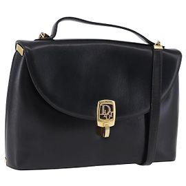 Christian Dior Handtasche aus Kalbsleder 2way Schwarz Gold Auth 196348A Schwarz Golden