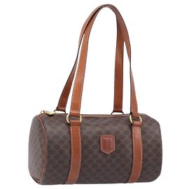 Céline Borsa a mano CELINE Macadam Canvas PVC Leather Brown Gold Auth 200255A Marrone D'oro
