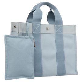 Hermès HERMES Bora Bora PM Handtasche Canvas Hellblau Silber Auth 196916A Silber Hellblau