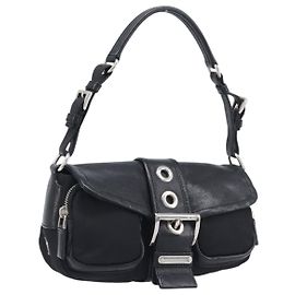 Sac à main PRADA Nylon Black Silver Auth yk20793V Noir Argenté