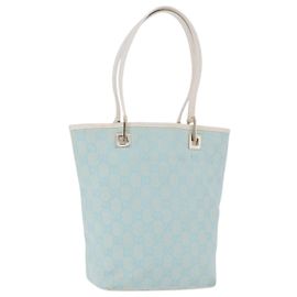 Borsa Tote GUCCI GG Canvas Azzurro Oro 002 1099 Auth 199663 D'oro Blu chiaro