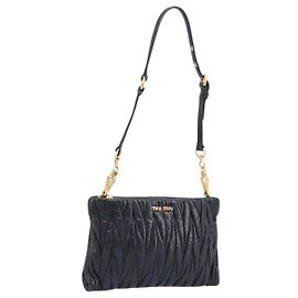 Borsa a tracolla Miu Miu Matelassé in pelle nera e oro Auth yk20786M Nero D'oro