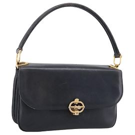 Céline Borsa a tracolla CELINE Horse Carriage in pelle Navy Gold Auth 199215 D'oro Blu navy