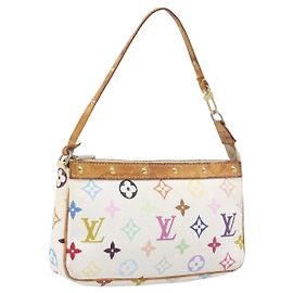 LOUIS VUITTON Monogram Multicolor Pochette Accessoires White M92649 Auth 200197 Blanc