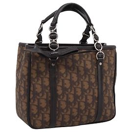 Sac à main Christian Dior Trotter Canvas PVC Brown Silver Auth ka5864V Marron Argenté