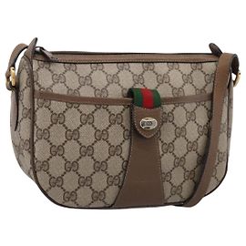 Borsa GUCCI GG Supreme Web Sherry Line PVC Beige Oro 89 02 032 Auth 199582 Beige D'oro