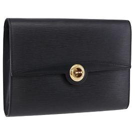 LOUIS VUITTON Epi Pochette Arche Shoulder Bag Black Noir M52572 LV Auth BA15120 Noir