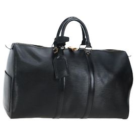 LOUIS VUITTON Epi Keepall 45 Boston Bag Black M42972 LV Auth 199574V Noir