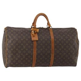 LOUIS VUITTON Monogram Keepall 60 Boston Bag M41422 LV Auth 199681 Monograma