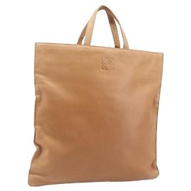 LOEWE Hand Bag Leather Beige Auth ep15763 Beige
