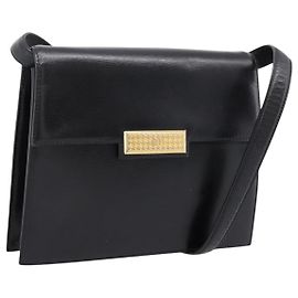 Borsa a tracolla Christian Dior in pelle nera e oro Auth 200949 Nero D'oro