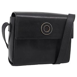 Céline Borsa a tracolla Circle CELINE in pelle nera e oro Auth 200944 Nero D'oro