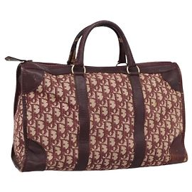 Borsa Boston Christian Dior Trotter Canvas Rossa Oro Auth 197860 Rosso D'oro