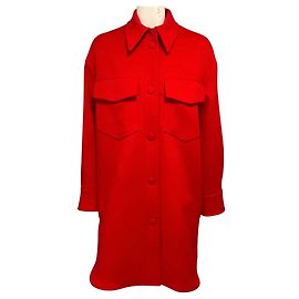 Stella Mc Cartney Stella McCartney Red Button Front Mid-Length Wool Coat Red